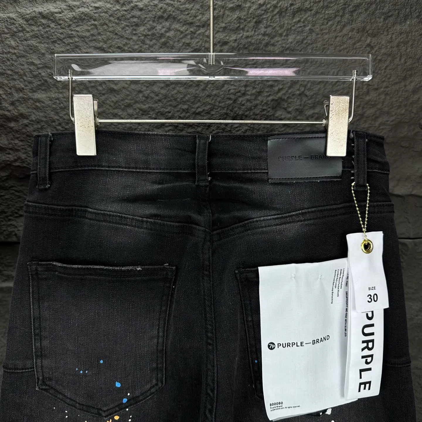 PURPLE BRAND 2026 New Arrival splash-ink hand-painted frayed couples style washed stretch jeans High version High version Top ceiling Quality Styles with different washed textures are very friendly to people with thin legs and thick legs. The straight and slim version is very flattering to the leg shape. Moderate length that never goes out of style, easy to match with casually, basic styling for various styles, a must-have in the wardrobe! The fabric is stiff but also makes the upper body soft without losing texture. The washing process is even more perfect. It is a must-have item for everyone! ! ! Washed wheat, hang tag, pants label, three labels complete Color: Black Size: 28, 30, 32, 34, 36 (five sizes)